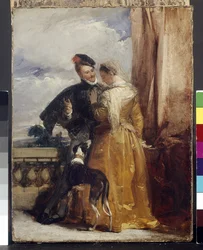 Amy Robsart (k. 1560) ja Robert Dudley, Leicesterin jaarli (1532-88) n. 1827